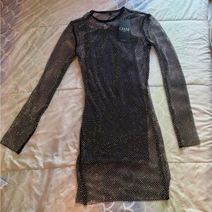 Studio Black Mesh Long Sleeve Dress